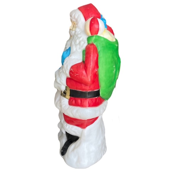 Rare Vintage ”Santa’s Best” Santa w/ Toy Sack Lighted Outdoor Plastic Blow Mold - Picture 4 of 7